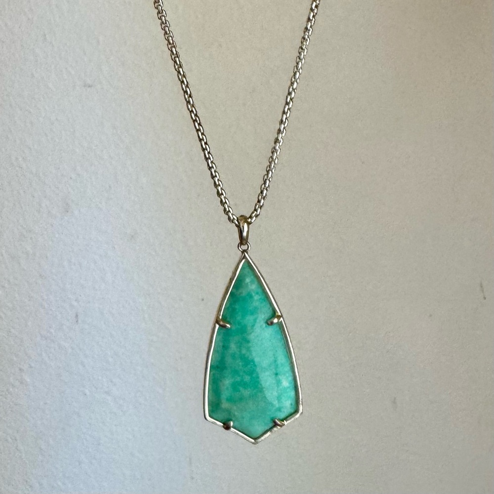 Kendra Scott Silver Necklace with Amazonite Pendant